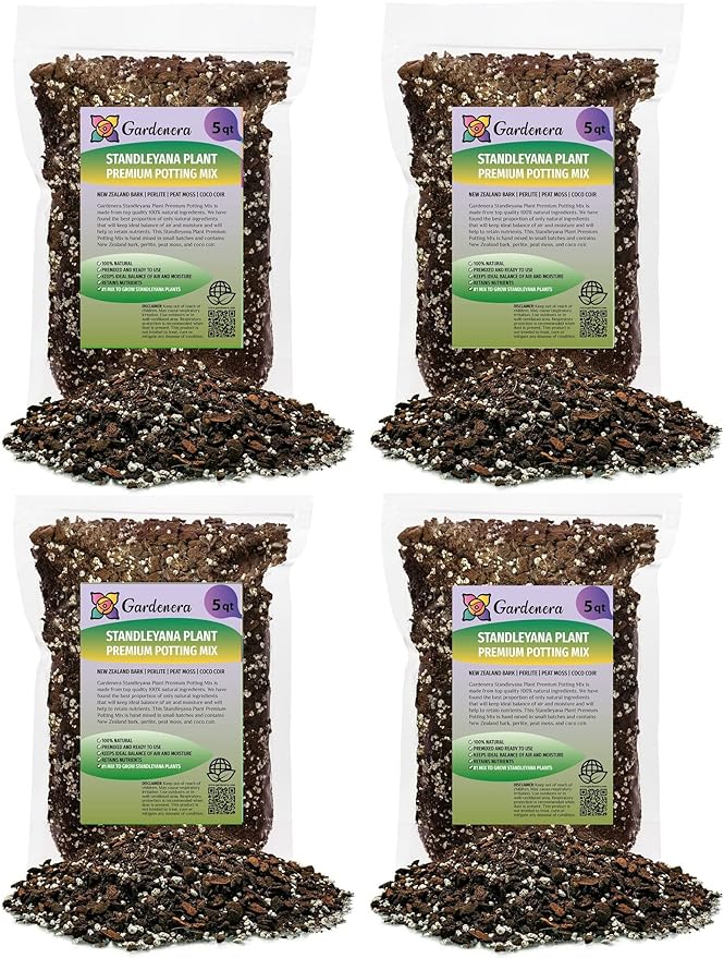 GARDENERA Monstera Standleyana Soil Mix - Trusted by Experts for Strong and Healthy Plants - 20 Quart (4 Bags of 5 Quart)