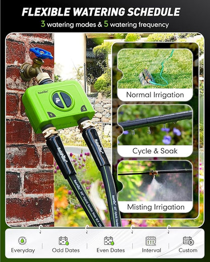RAINPOINT WiFi Water Timer for Garden Hose, 2 Zone WiFi Sprinkler Controller, Smart Hose Timer Valve, Automatic Drip Irrigation System/Rain Delay for Garden/Lawn/Yard (Brass Inlet, No Gateway)