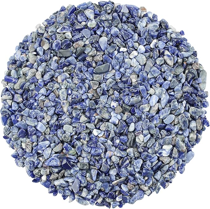 ZHIYUXI Blue Sodalite Crystal Chips Bulk Fish Tank Decorations Aquarium Rocks Gravel Vase Filler Stones Crystals for Candle Making Witch Kit Gravel for Plants Quartz Sand Gemstone 0.22 lbs