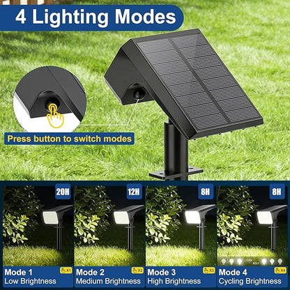 LANSOW Solar Spot Lights Outdoor Waterproof IP67, (12 Pack/90 LED/4 Modes) Solar Landscape Spotlights, 2-in-1 Solar Powered Flood Lights for Yard Garden Pathway Outside Tree, Auto ON/Off(Cool White)