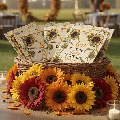 Seed Needs Heirloom Sunflower Seed Packet Favors for Party Events - Pre-Filled & Ready to Hand Out - Great for Weddings, Bridal Showers, Memorials, Fundraisers (30 Packets)