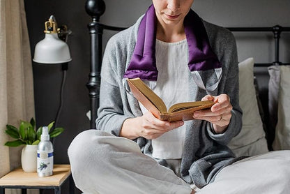Victoria's Lavender Microwavable Neck Heating Pad with 2.5 Oz Linen Spray for Bedding – Heated Neck Wrap with Lavender Buds & Flax Seeds for Aromatherapy, Made in USA, Gift Box Set (2 Items)
