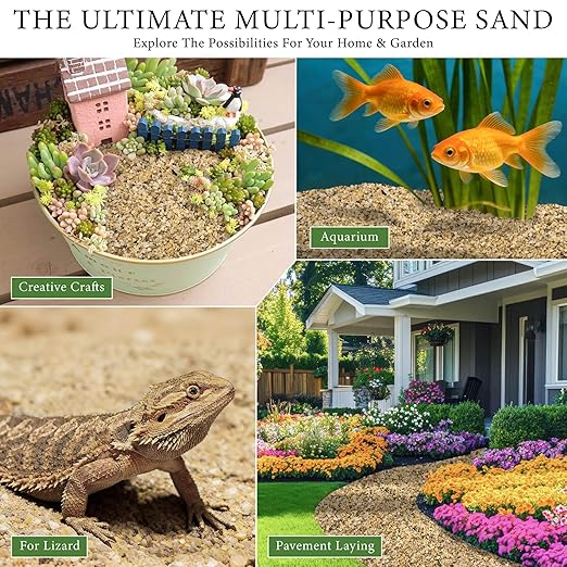 8LB Horticultural Sand for Succulents and Cactus Soil, 1-2mm Natural Coarse Sand for Plants, Multi-Purpose Silica Horticultural Grit for Aquarium, Vase Filler, Fire Pit & Garden Decor