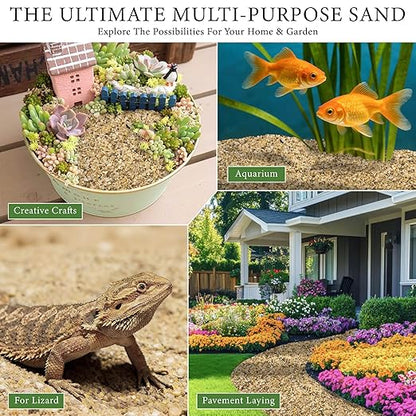 8LB Horticultural Sand for Succulents and Cactus Soil, 1-2mm Natural Coarse Sand for Plants, Multi-Purpose Silica Horticultural Grit for Aquarium, Vase Filler, Fire Pit & Garden Decor