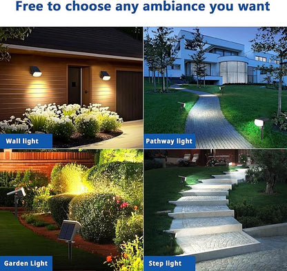 Solar Spot Lights Outdoor Waterproof IP65,4 Pack,2CCT(3000K/6500K),4 Lighting Modes Selectable, Solar Powered Yard Garden Solar Spot Lights for Outside Landscape Auto On/Off