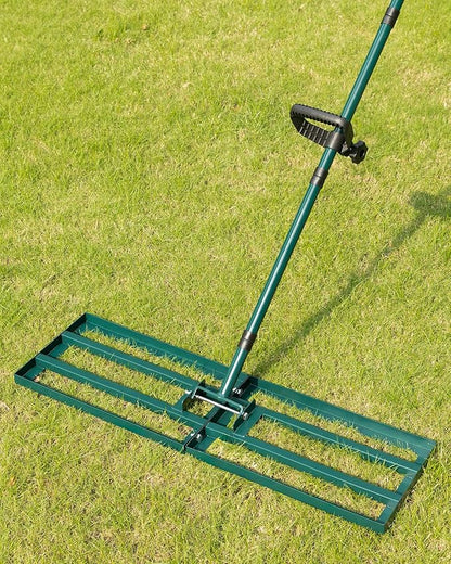 Lawn Leveling Rake 30x10'', Yard Leveling Rake for Soil with Adjustable Handle, Stainless Steel Lawn Leveler Tool for Garden, Backyard, Farm, Golf Course