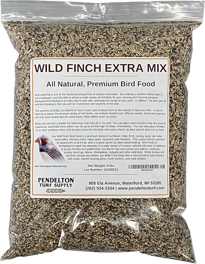 Pendelton Turf Supply Wild Finch Mix Extra | All-Natural, Premium Bird Seed (9 lbs Resealable Bag)