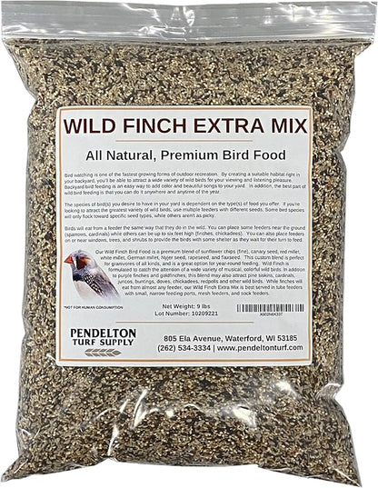 Pendelton Turf Supply Wild Finch Mix Extra | All-Natural, Premium Bird Seed (9 lbs Resealable Bag)