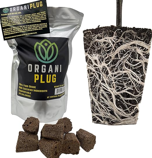 VPS OrganiPlug Hydroponic Seed Starter Plugs, 2000 Pack, Rapid Root Planting Pods for Seedling, Clone, Cutting, Promotes Plant, Flower, Vegetable Growth w/Organic Soil Ingredients, Fits Standard Tray