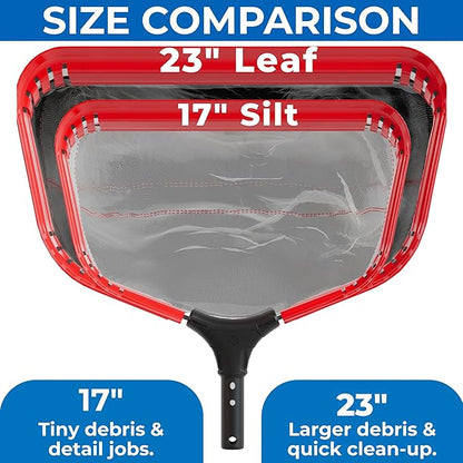 ProTuff PRO Ultimate Silt & Leaf Rake Bundle - 490 Promise Unlimited & Unconditional Replacements - 2-Items: 23" Medium & 17" Fine Mesh Pool Cleaner for Sand, Silt, Pollen, Leaves & Twigs