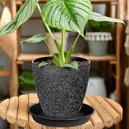 3 Pack of Plant Saucer Tray 16 inch, Heavy Duty Plastic Pot Plant Drip Trays Saucers for Indoors Outdoor, Plant Water Tray for Planters 14 15" (16", Black)