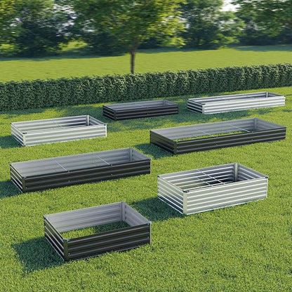 12x2x1 ft(2 Pack) Galvanized Raised Garden Bed,Outdoor Planter Box Metal Patio Kit Planting Bed for Vegetables Flowers and Succulents,Black
