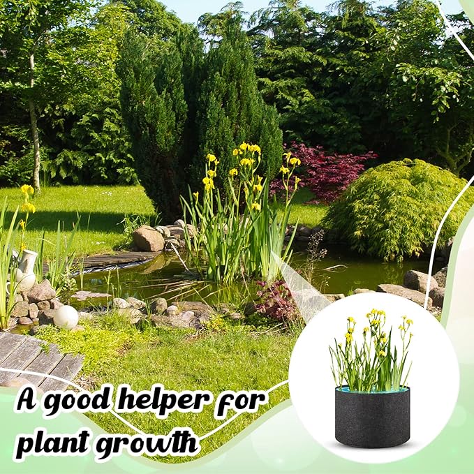Yinder 8 Pack 12 x 8 Inch Pond Plant Pots Lily Plant Pot Garden Aquatic Plant Pots for Pond 5 Gallon Grow Bags Black Fabric Pots Floating Plant Containers for Lily Planting Aquatic Plants