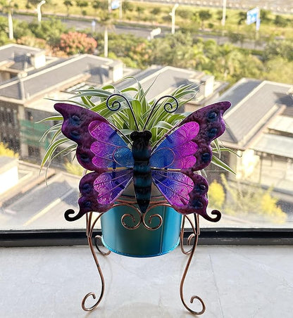 coolboy Metal Animal Plant Pot,Succulent Flower Pot,Fun Metal Planter,Colorful Butterfly Flowerpot,Decorative Modern Indoor Planter Flower Pots or Outdoor Flower Pot Decoration