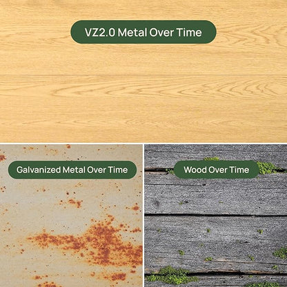 Vego garden Woodgrain Series Raised Garden Bed, 26'' Tall 4' x 8' Wooden-Look Metal Planter Box Outdoor for Gardening Vegetables, Flowers, Herbs