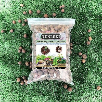 1Lbs Leca Expanded Clay Pebbles, 8-16mm Expanded Clay Aggregate, Natural Clay Pebbles for Hydroponic & Aquaponics Growing, Orchid Potting Mix, Hydroponics Supplies for Indoor Garden Plants