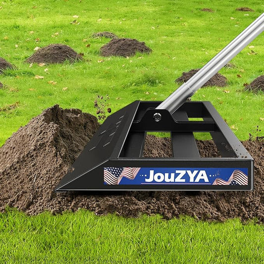 Lawn Leveling Rake 30x10 inch, Lawn Leveler Tool with Stainless Steel, 80" Extended Handle, Heavy-Duty for Garden, Golf Course, and Farm