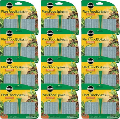 Scotts Indoor Plant Food Spikes, Includes 48 Spikes - Continuous Feeding for all Flowering and Foliage Houseplants - NPK 6-12-6, 48 Count (Pack of 12)