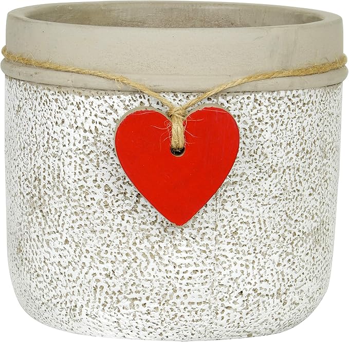 Classic Home and Garden 210028P-396 Heart Pot Planter, Large, Whitewash