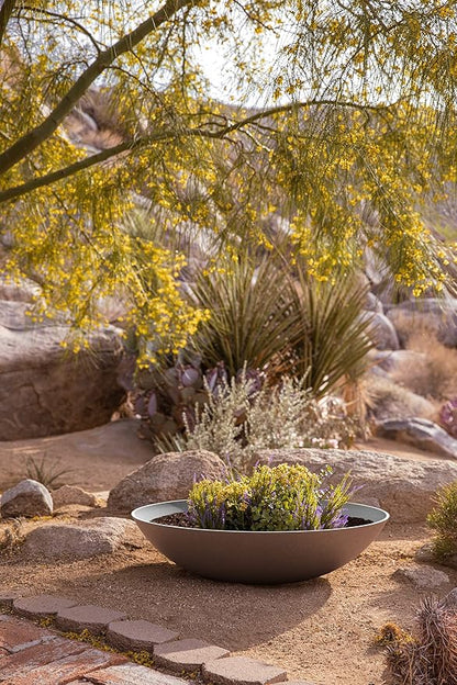 Veradek Mason Series Lane Bowl Planter| for Indoor or Outdoor Tabletops/Gardens |Made from Plastic-Stone Composite with Drainage Holes|Modern Décor for Flowers, Succulents, Small Plants