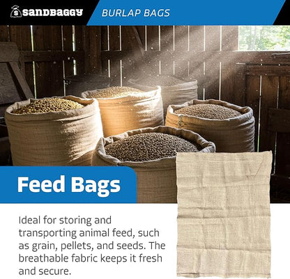 Sandbaggy 36" x 48" Extra Large Burlap Bags - Adult Potato Sack Racing, Grow, Plant Covers - Reusable Grocery Bags - Food Grade (5)