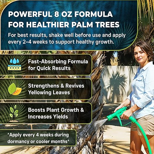 Leaves and Soul Professional Palm Tree Fertilizer Liquid Concentrate - 6-4-6 Blend for Tropical Plant Fertilizer, Garden Use - Liquid Plant Food for Palm Trees and Bushes Outdoors - 8oz