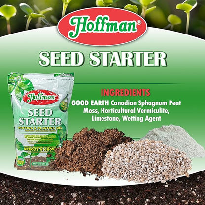 Hoffman Seed Starter Potting & Planting Mix with Wetting Agent for Moisture Retention, 18qt Bag
