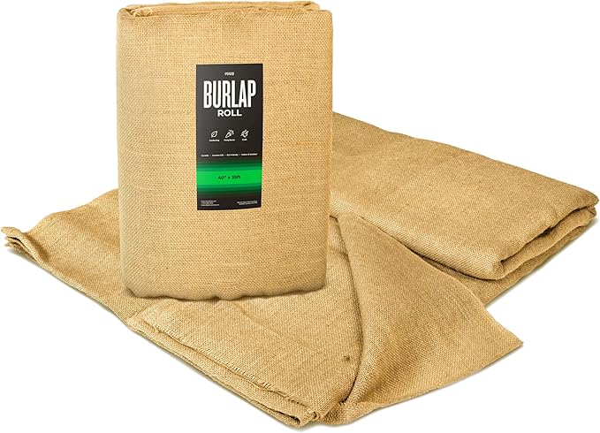 VViViD Gardening Burlap Roll (40” x 35ft) Tree Wrap Natural Jute Fiber Material, Weed Barrier, Plant Care from Elements, Craft Projects and Part Decor