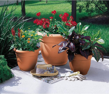 Bloem Ariana 16" Peppercorn Round Self-Watering Resin Planter Pot - Rolled Rim Indoor and Outdoor Gardening Planter
