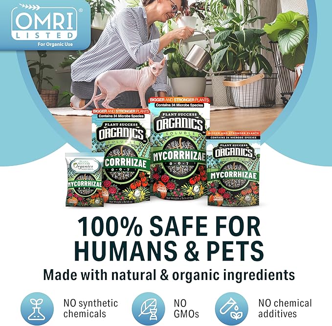 Mycorrhizal Fungi OMRI Organic Root Enhancer for Plant Success, Super Potent 20 Strain ECTO and ENDO Blend for Trees, Vegetables and Houseplants, Beneficial Bacteria Included Treats 700 Plants