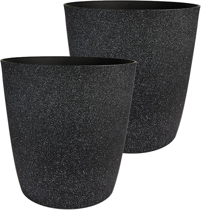 The HC Companies Santa Fe Round Self-Watering Pot - Lightweight Plastic Planter for Herbs & More - Durable Plant Pots for Indoor Plants & Outdoor Plants (12" Black Sand, Pack of 2)