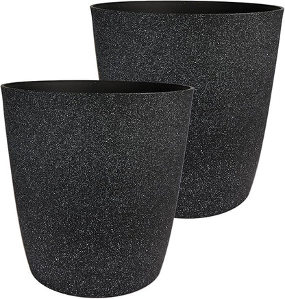 The HC Companies Santa Fe Round Self-Watering Pot - Lightweight Plastic Planter for Herbs & More - Durable Plant Pots for Indoor Plants & Outdoor Plants (12" Black Sand, Pack of 2)