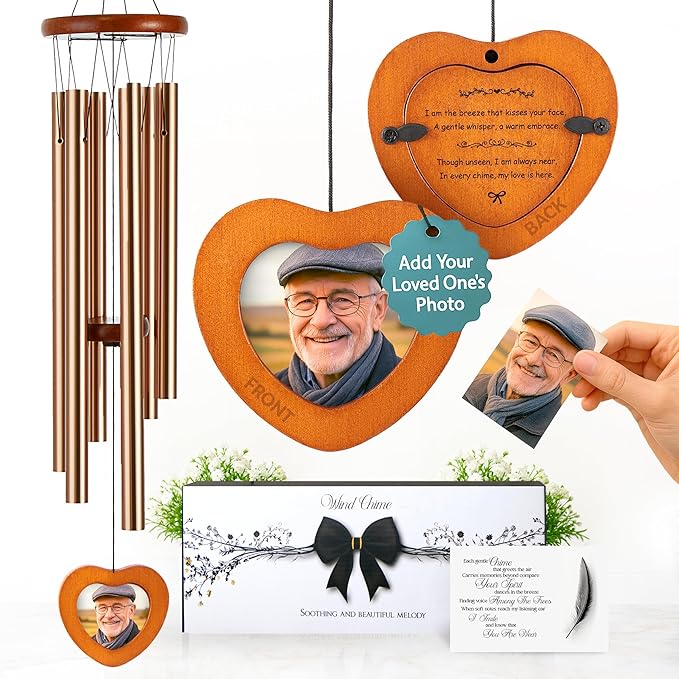 32 Inch Memorial Wind Chimes Outdoor, Personalized Sympathy Gifts for Loss of Loved One, Memorial Gifts for Loss of Mom, Sympathy Wind Chimes for Mother, Father, Brother, Sister