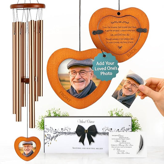 32 Inch Memorial Wind Chimes Outdoor, Personalized Sympathy Gifts for Loss of Loved One, Memorial Gifts for Loss of Mom, Sympathy Wind Chimes for Mother, Father, Brother, Sister