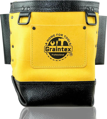 Graintex Nut & Bolt Bag Yellow Color Premium Quality Suede Leather Tool Bag, Tool Belt for Ironworker Tools, Bull Pin Loops, Ideal for Heavy-Duty Use, Bolt Bags for Construction Professionals - SB8088
