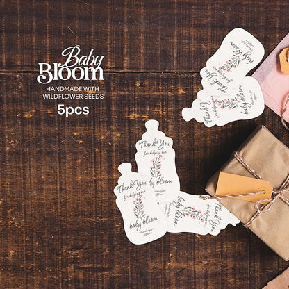 Bottle Shaped Seed Paper – 5Pcs Pink Shower Favors for Guests with Wildflower Seeds, Writable & Plantable, Shower Favor Gifts for Guest