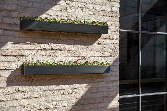 Veradek Forma Series Trough Hanging Planter - Rectangular Planter for Window Sill/Wall Decor | Made from Plastic-Stone Material | Modern Décor for Succulents, Indoor Small Plants