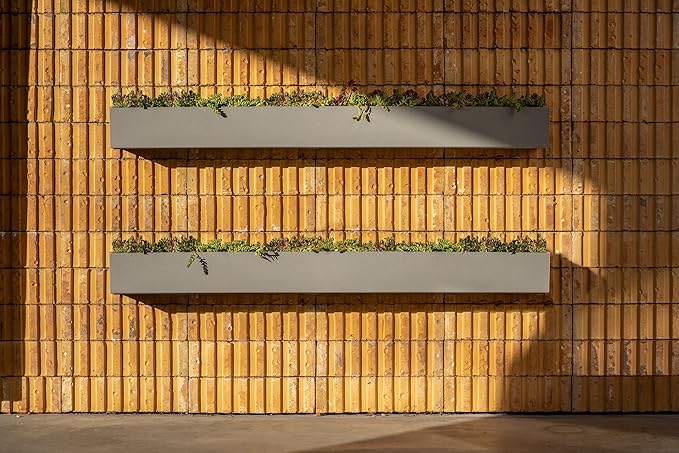 Veradek Forma Series Trough Hanging Planter - Rectangular Planter for Window Sill/Wall Decor | Made from Plastic-Stone Material | Modern Décor for Succulents, Indoor Small Plants