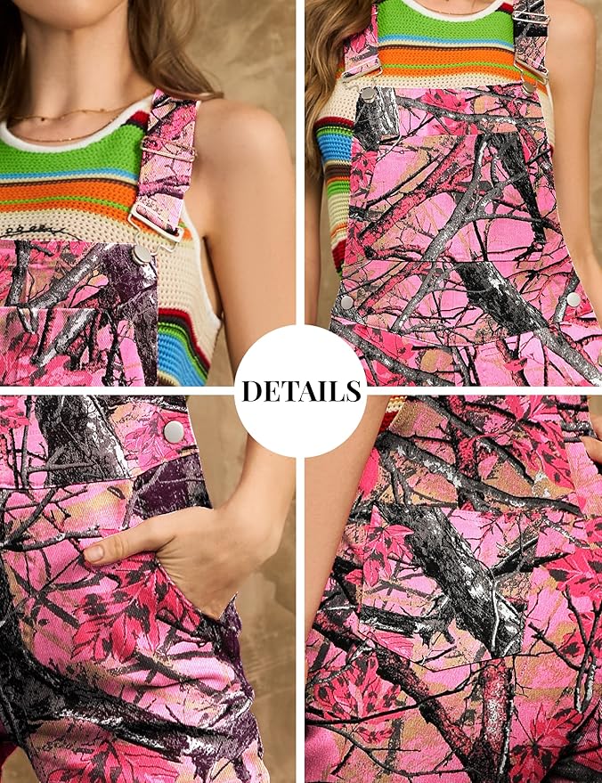 Camo Jumpsuit for Women Camouflage Bibs Overalls Work Utility Coveralls with Pockets