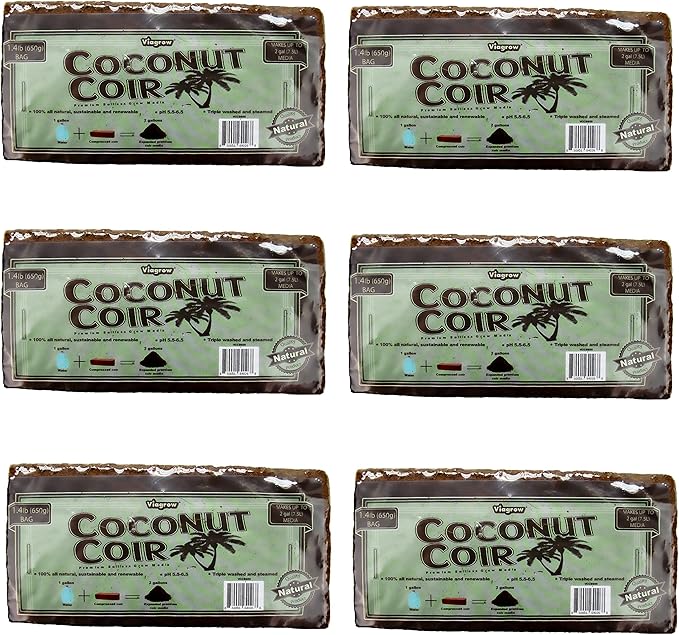 Viagrow® 650 g (1.4 lb.) Compressed Coconut Coir Premium Grow Media (6-Packs) / A Product of The Harvest Company™