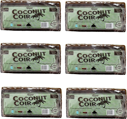 Viagrow® 650 g (1.4 lb.) Compressed Coconut Coir Premium Grow Media (6-Packs) / A Product of The Harvest Company™