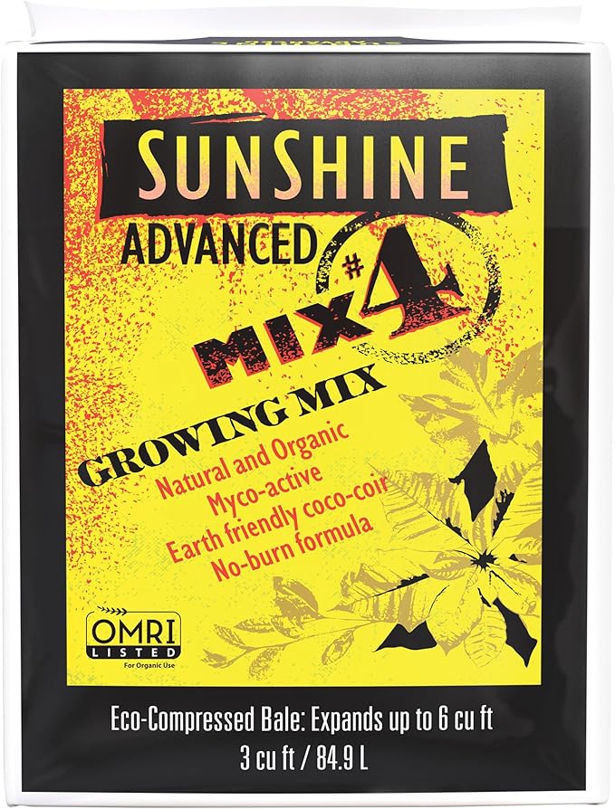 SunGro Horticulture SUGRADV3.0 Advanced Mix #4 Sunshine Organic Plant Growth Mix for Garden, Plant, and Root Growth, 3 Cubic Feet