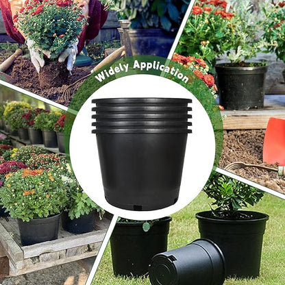 HOSTIC 10 Gallon Flexible Nursery Pots Gallon Pot with Drainage Holes Plastic Plant Container Suitable for Indoor Outdoor Vegetables Flowers Plants 5 PCS