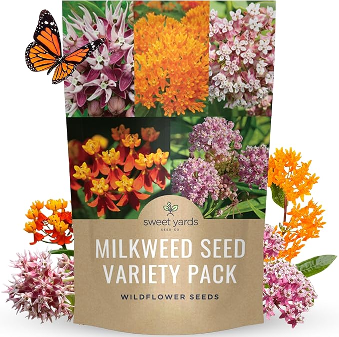 Milkweed Seed Variety Pack | 5 Individual Packs - 2026 Season - Showy, Pink Swamp, Butterfly Orange, Common Pink, Blood Flower | for Planting | by Sweet Yards