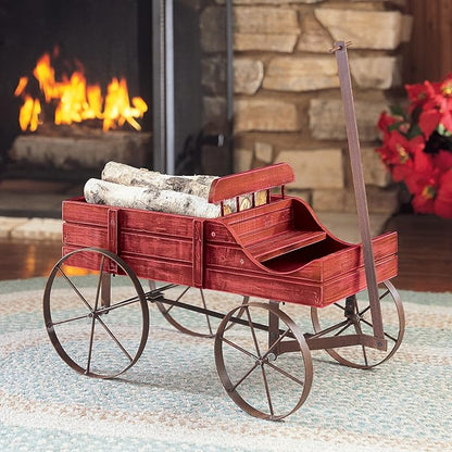 Collections Etc Amish Wagon Decorative Indoor/Outdoor Garden Backyard Planter, Red