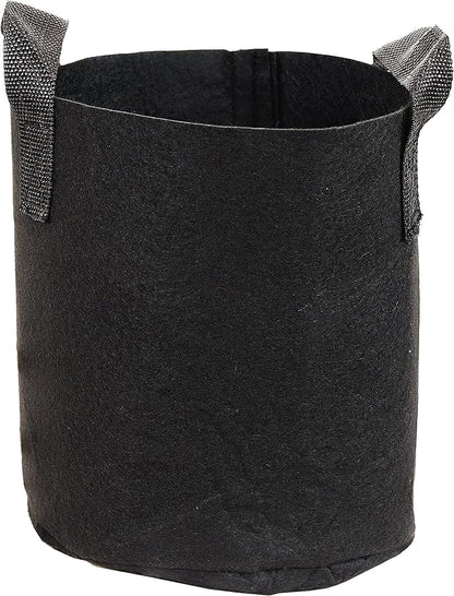 Sunnydaze 5-Pack of 2-Gallon Garden Grow Bags for Vegetables - Black 300 GSM Non-Woven Polypropylene Felt Fabric Flower Pots and Planters with Handles - Gardening Containers
