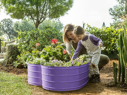 Plant & Plot Galvanized Raised Garden Beds Outdoor // Planter Raised Beds for Gardening, Vegetables, Flowers // Large Metal Garden Box (Purple) // Tool-Free Assembly