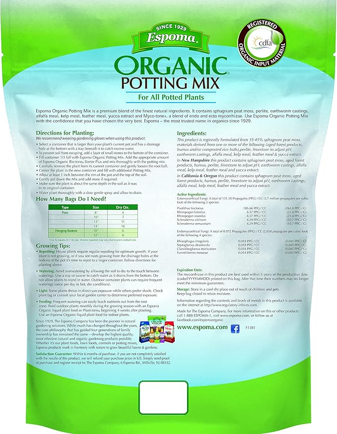 Espoma Organic Potting Soil Mix 4qt Bag and Indoor! Liquid Plant Food Concentrate 8oz Bottle. Use for Indoor houseplants - for Organic Gardening - Combo Pack