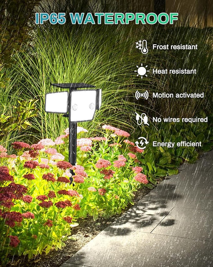 Solar Motion Light Outdoor with Stake, 180° PIR Motion Sensor 360° Illumination, In-Ground or Wall Mount, 236 LED 2500 Lumens Solar Powered Security Flood Light, 3 Modes, IP65 Waterproof, 1 Pack