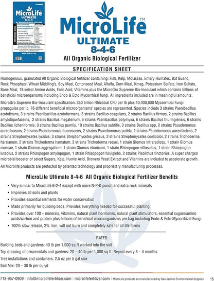 MicroLife Ultimate (8-4-6) Professional Grade Granular Organic Fertilizer for All Vegetables, Flowers Trees and Bushes, 7 LBS